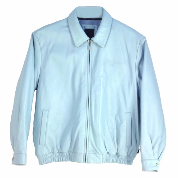 Sean John Other - Sean John, Men  Leather Bomber Jacket blue size Large